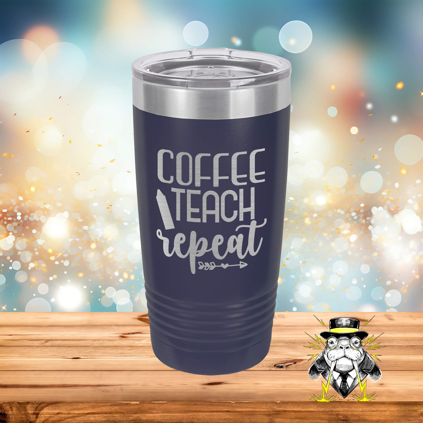 Coffee Teach Repeat with Graphics Engraved Tumbler