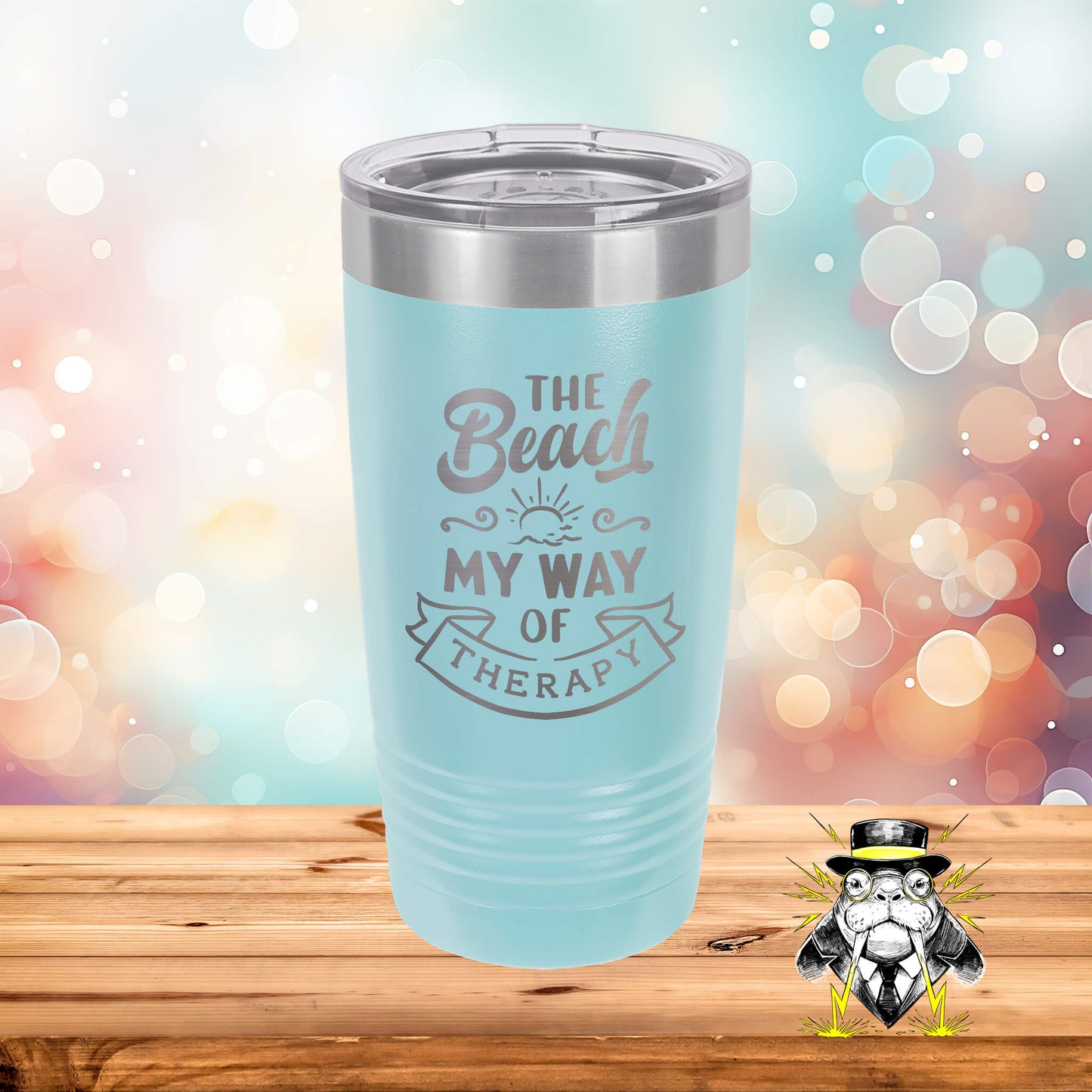The Beach is My Way of Therapy Engraved Tumbler
