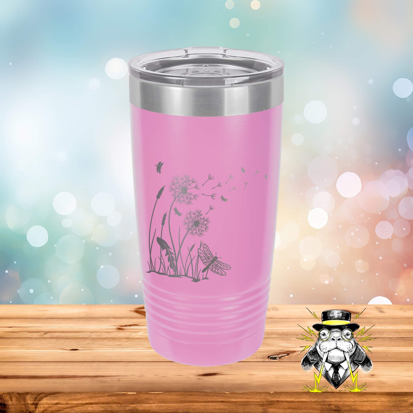 Dandelion and Dragonflies Engraved Tumbler