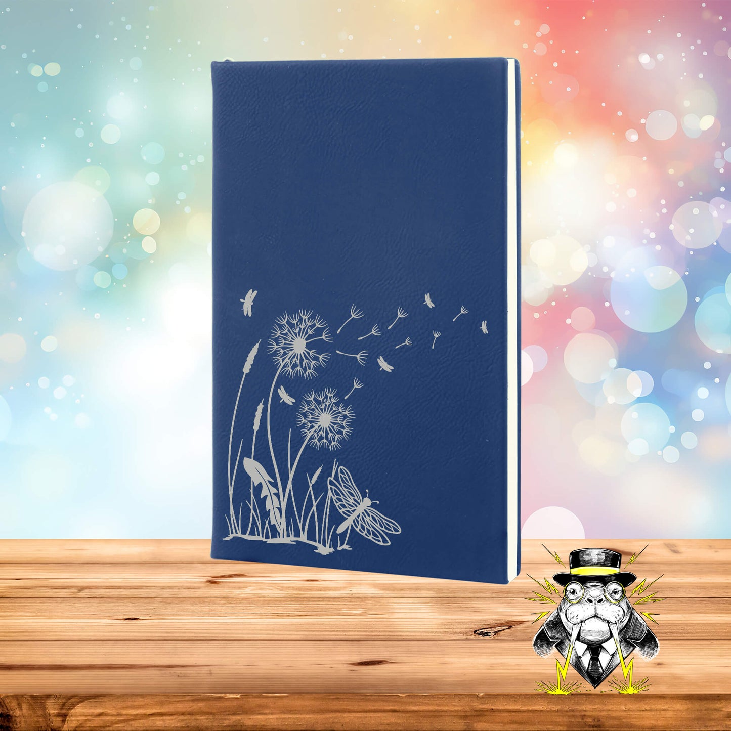 Dandelion and Dragonflies Engraved Leatherette Journal