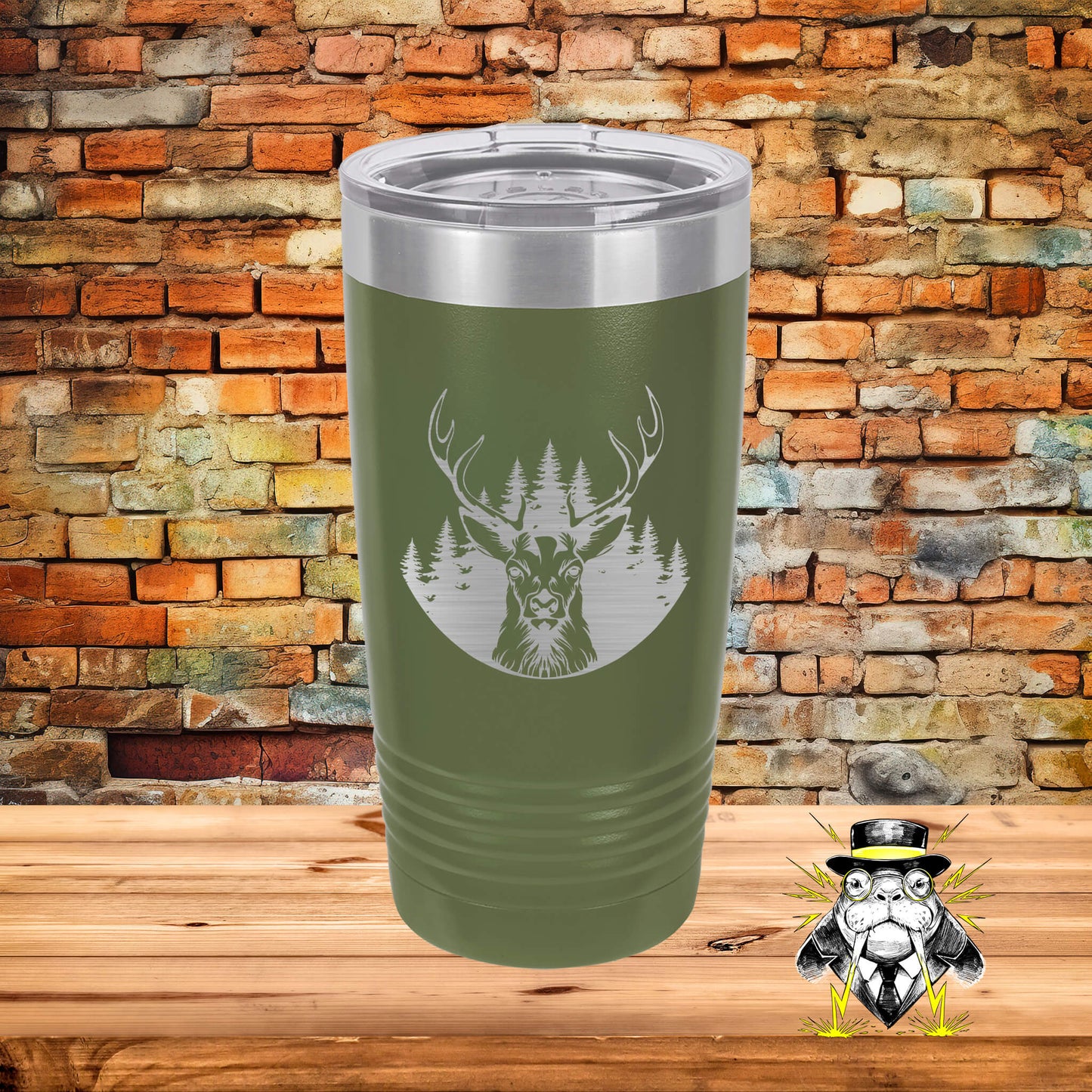 Deer Face with Forest Background Engraved Tumbler