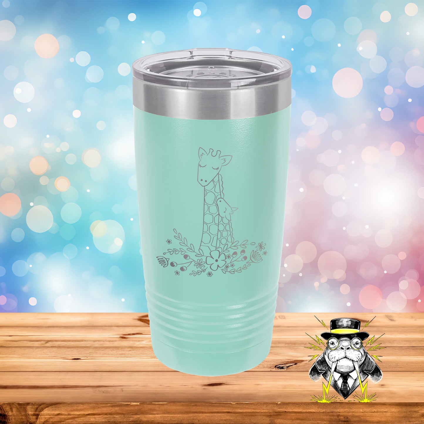 Mom and Baby Giraffe Engraved Tumbler