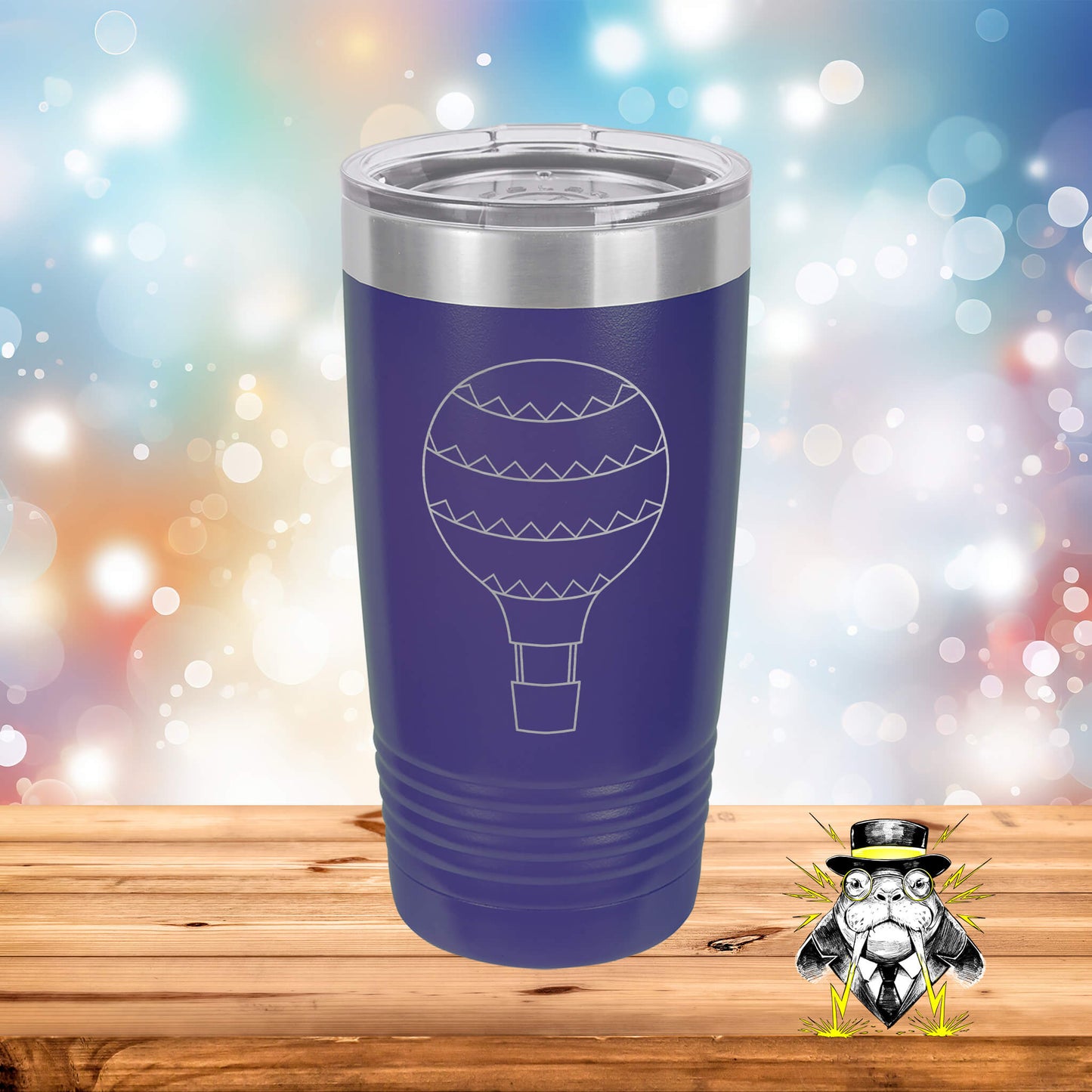 Hot Air Balloon with Zig Zags Engraved Tumbler