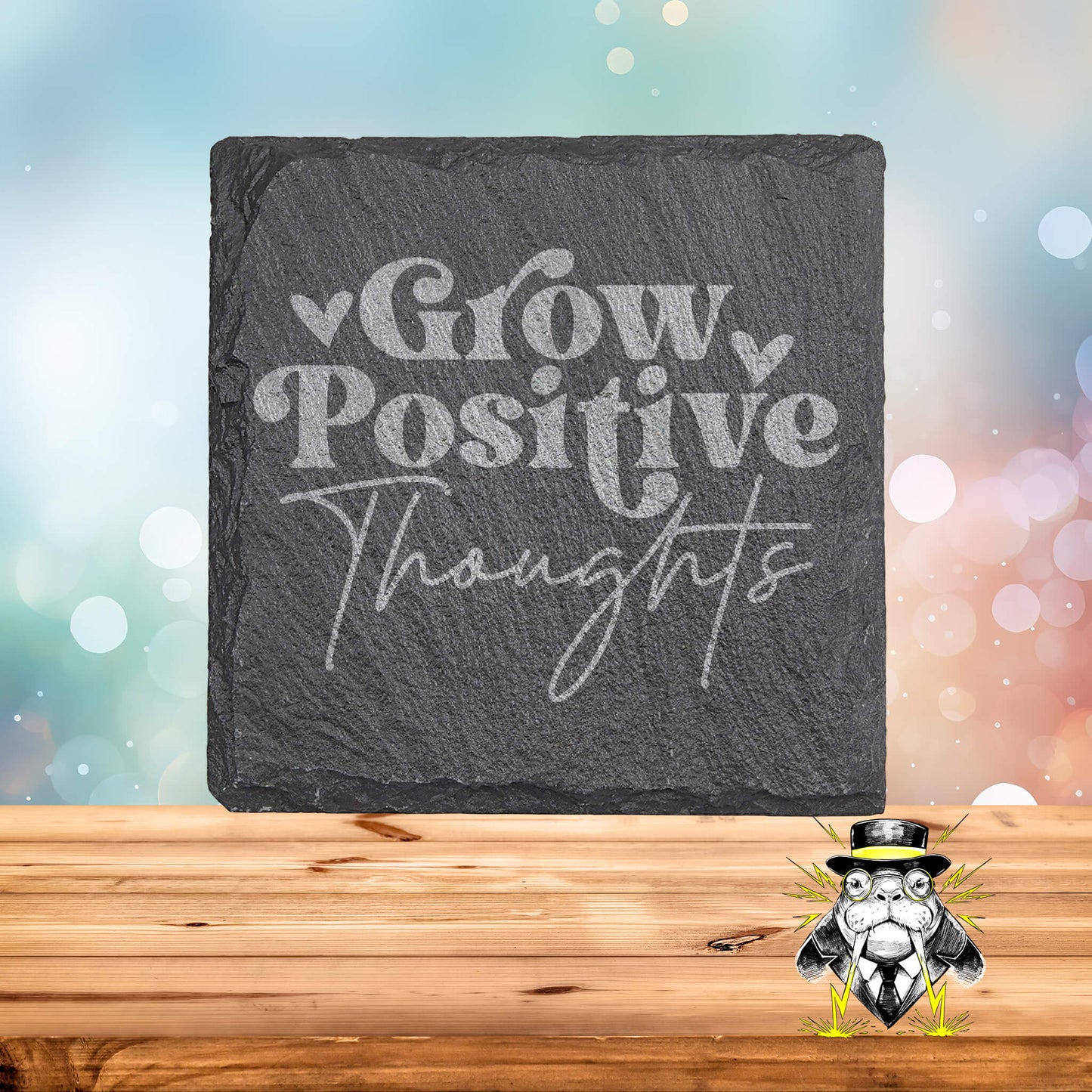Positive Vibes Mixed Set of 4 Engraved Coasters