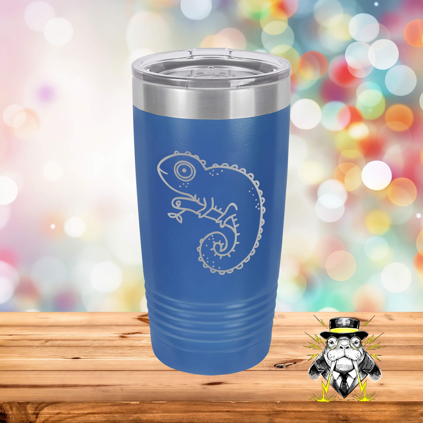 Chameleon on Branch Engraved Tumbler