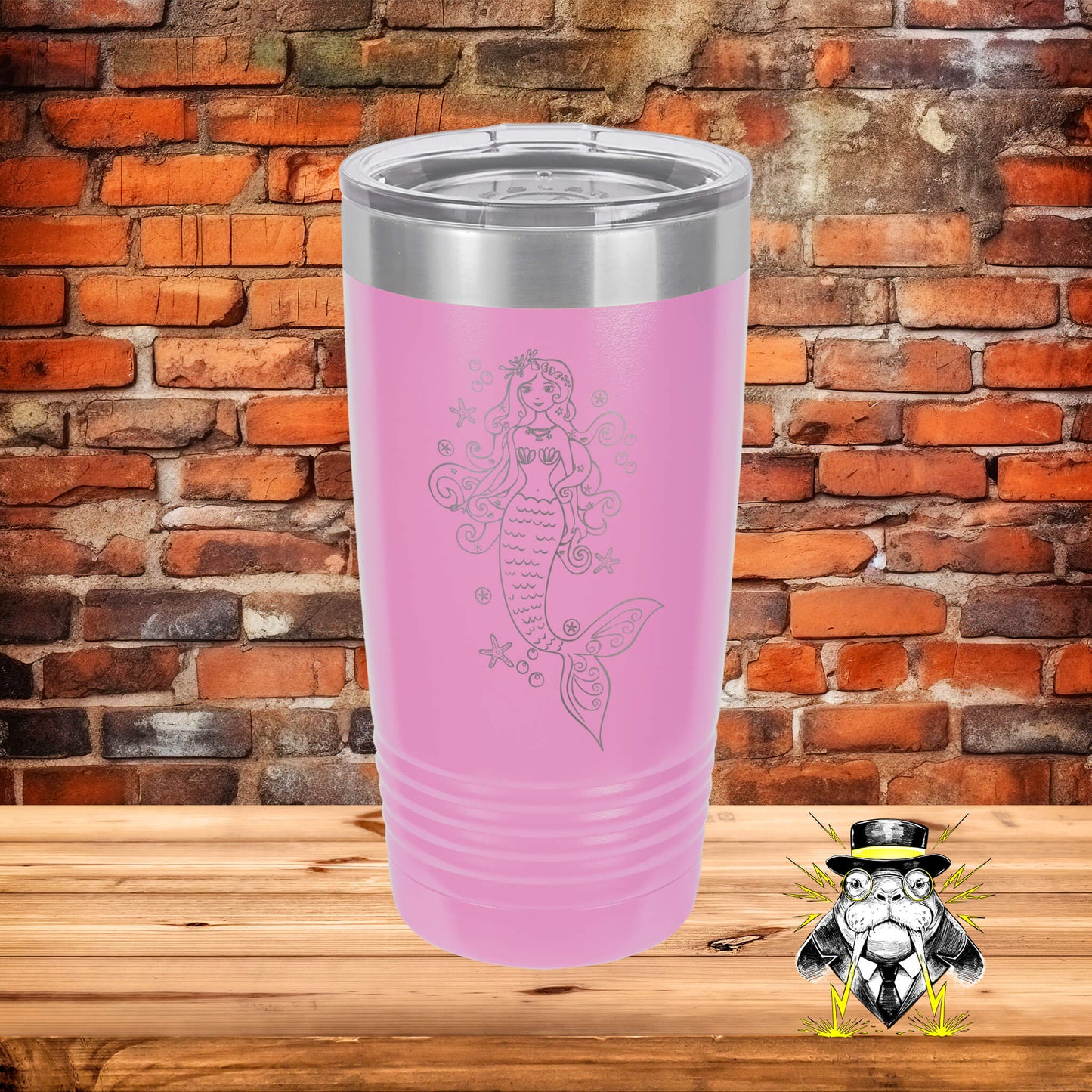 Mermaid with Eyes Open Engraved Tumbler