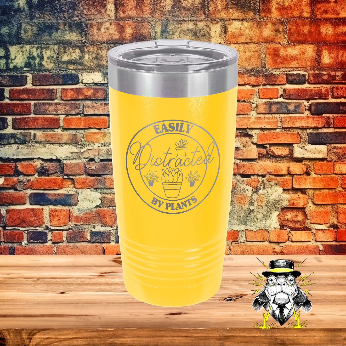Circular Easily Distracted by Plants Engraved Tumbler