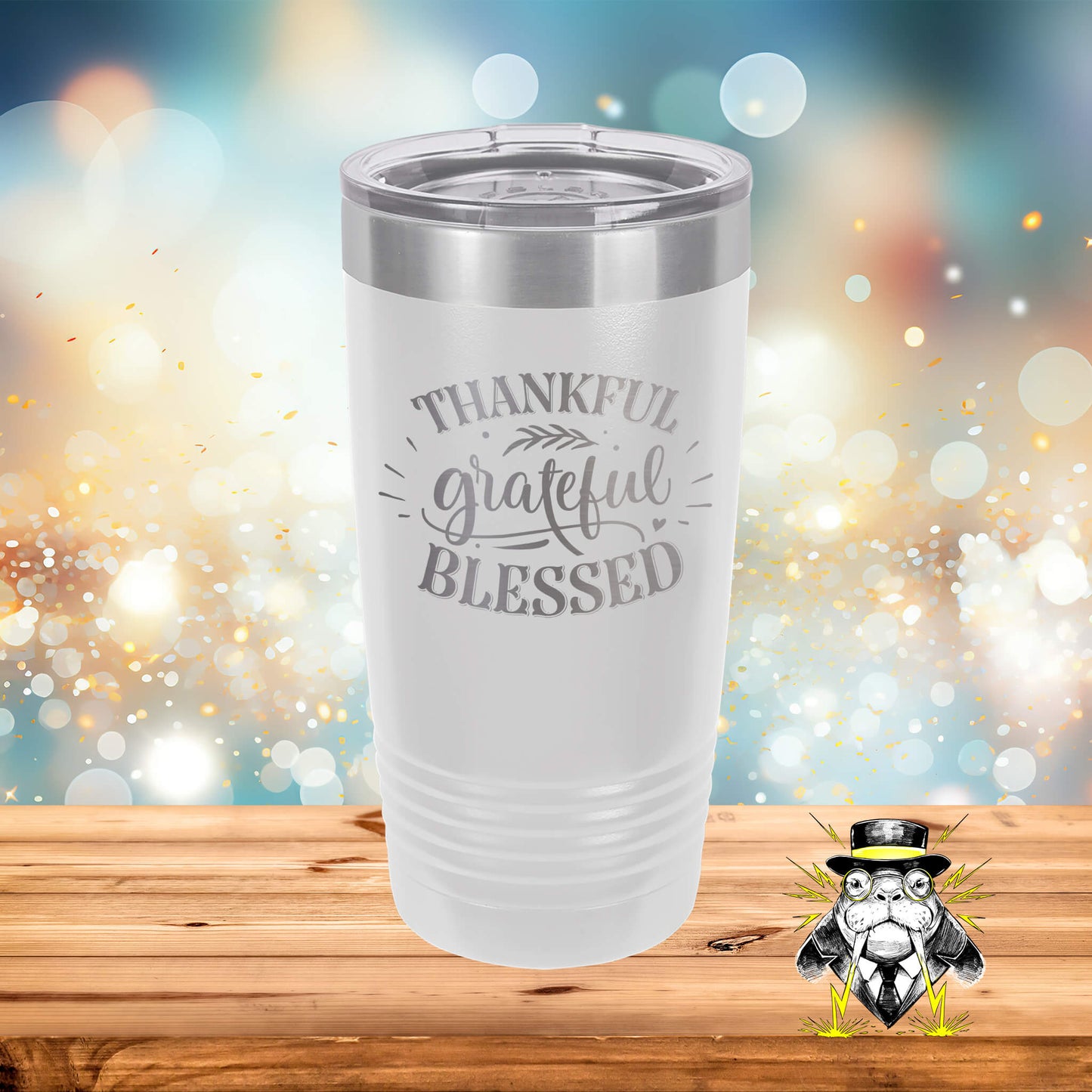Thankful, Grateful, Blessed Engraved Tumbler