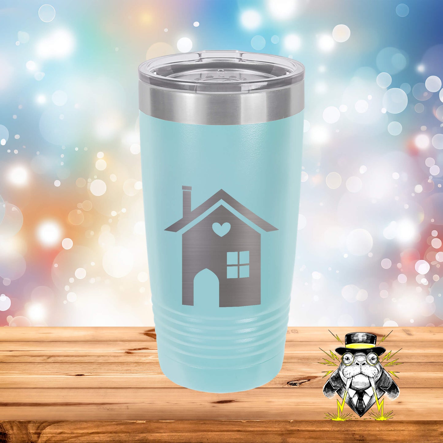 House with Heart Silhouette Engraved Tumbler