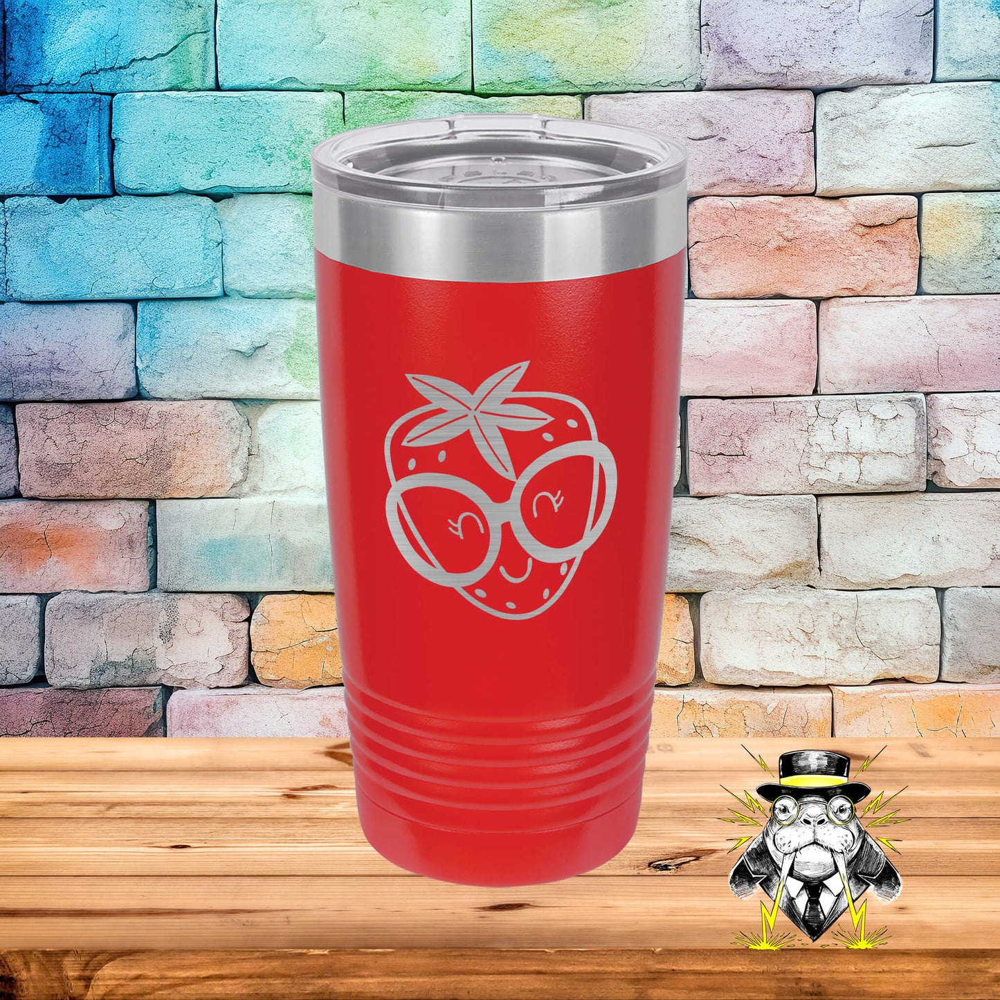 Cartoon Strawberry Engraved Tumbler