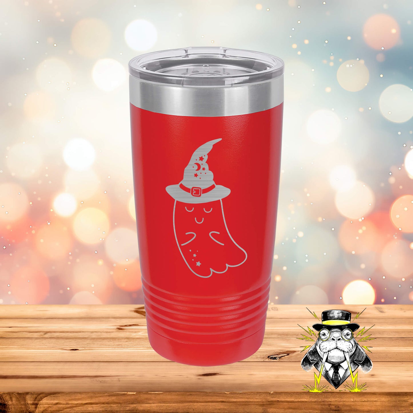 Ghost with Witch Hat Engraved Tumbler