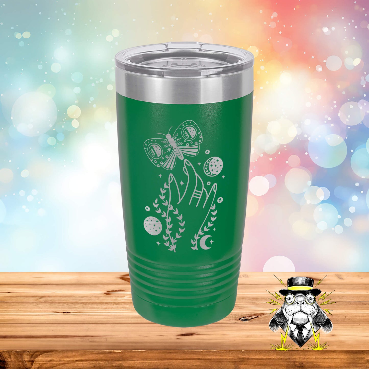 Butterfly with Hand Engraved Tumbler