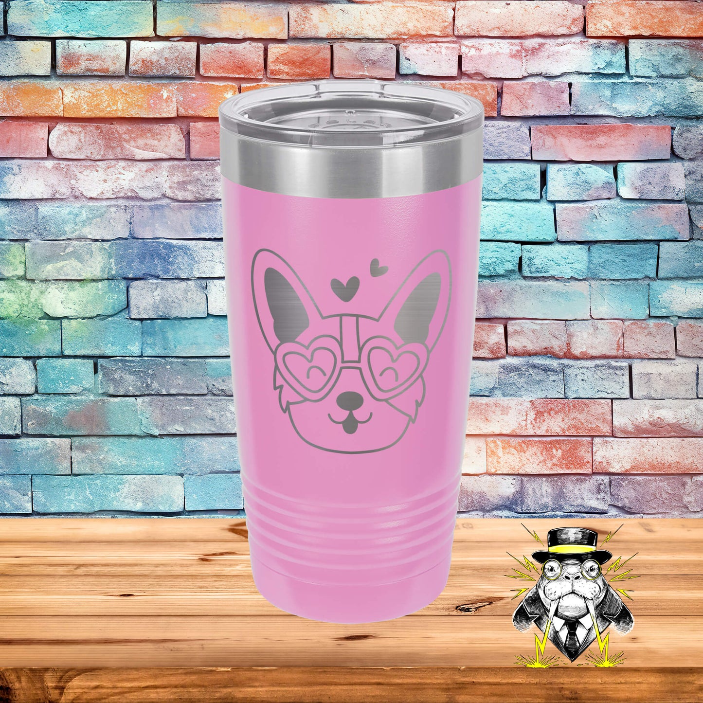 Dog with Hearts 4 Engraved Tumbler