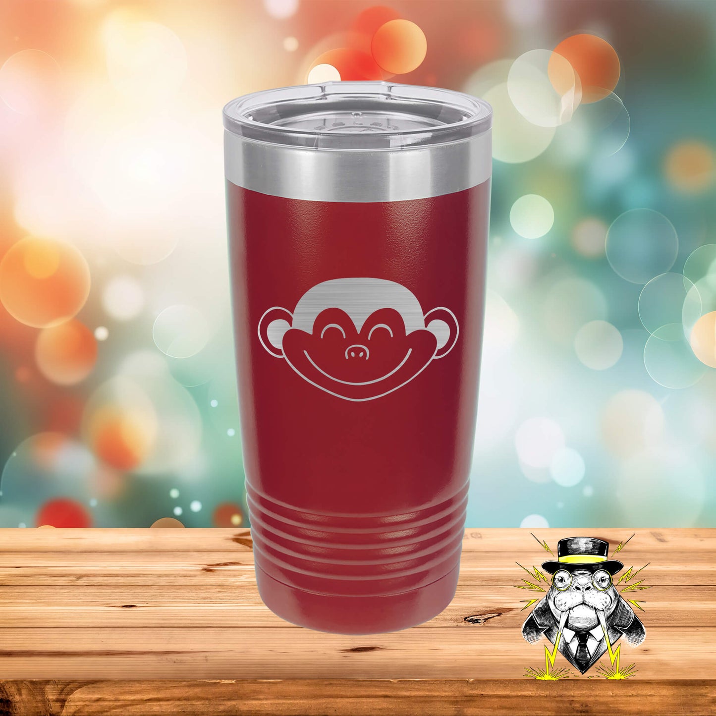 Monkey Face Engraved Tumbler