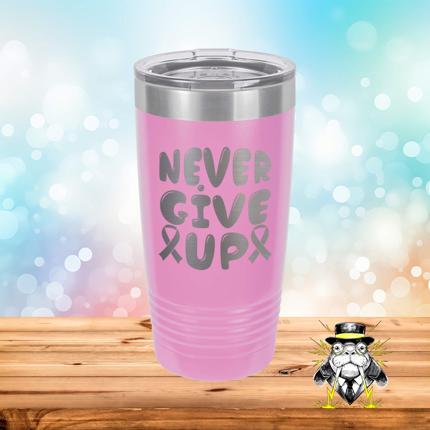 Never Give Up Engraved Tumbler