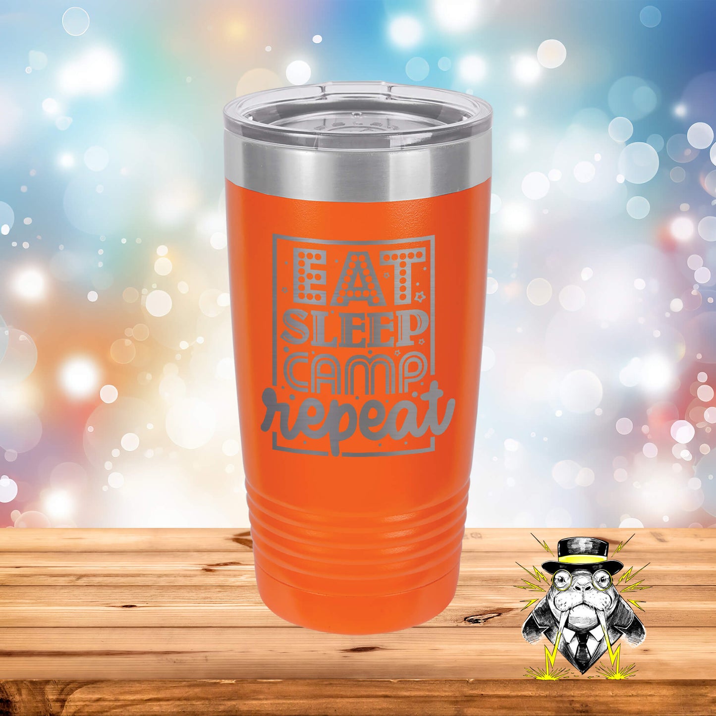 Eat Sleep Camp Repeat Engraved Tumbler