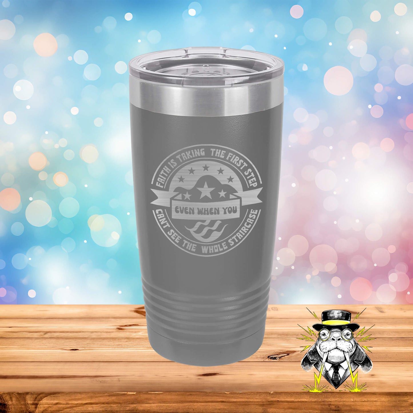 Faith is Taking the First Step Engraved Tumbler