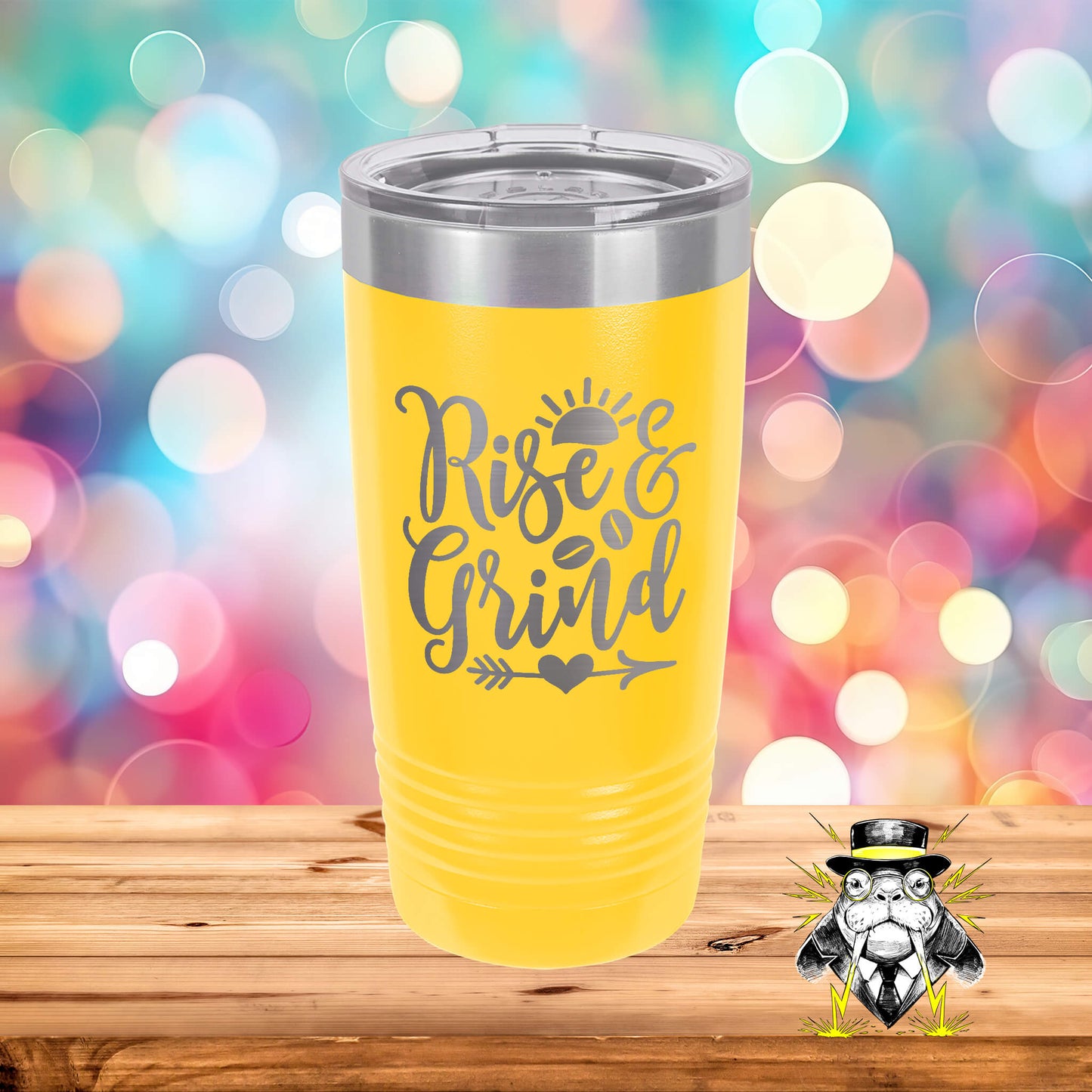 Rise and Grind Engraved Tumbler