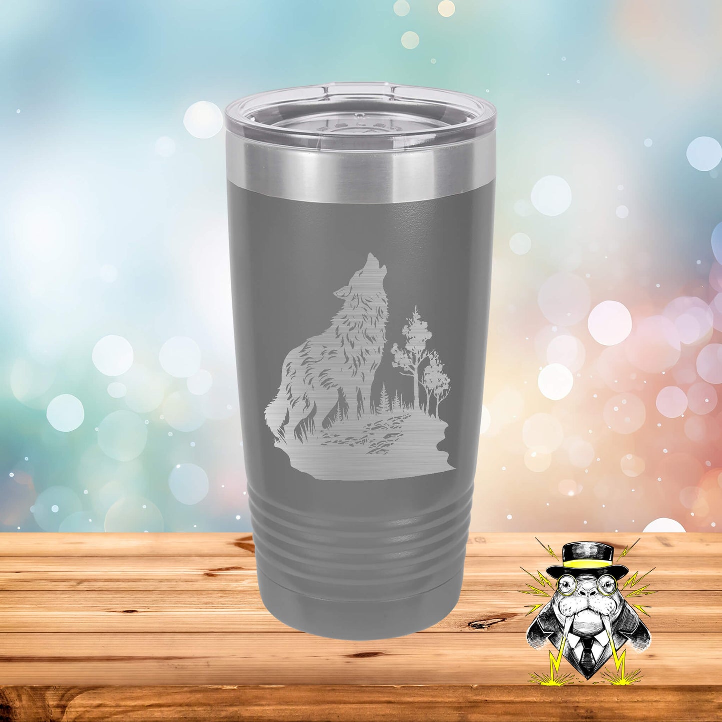 Majestic Wolf Howling Engraved Tumbler