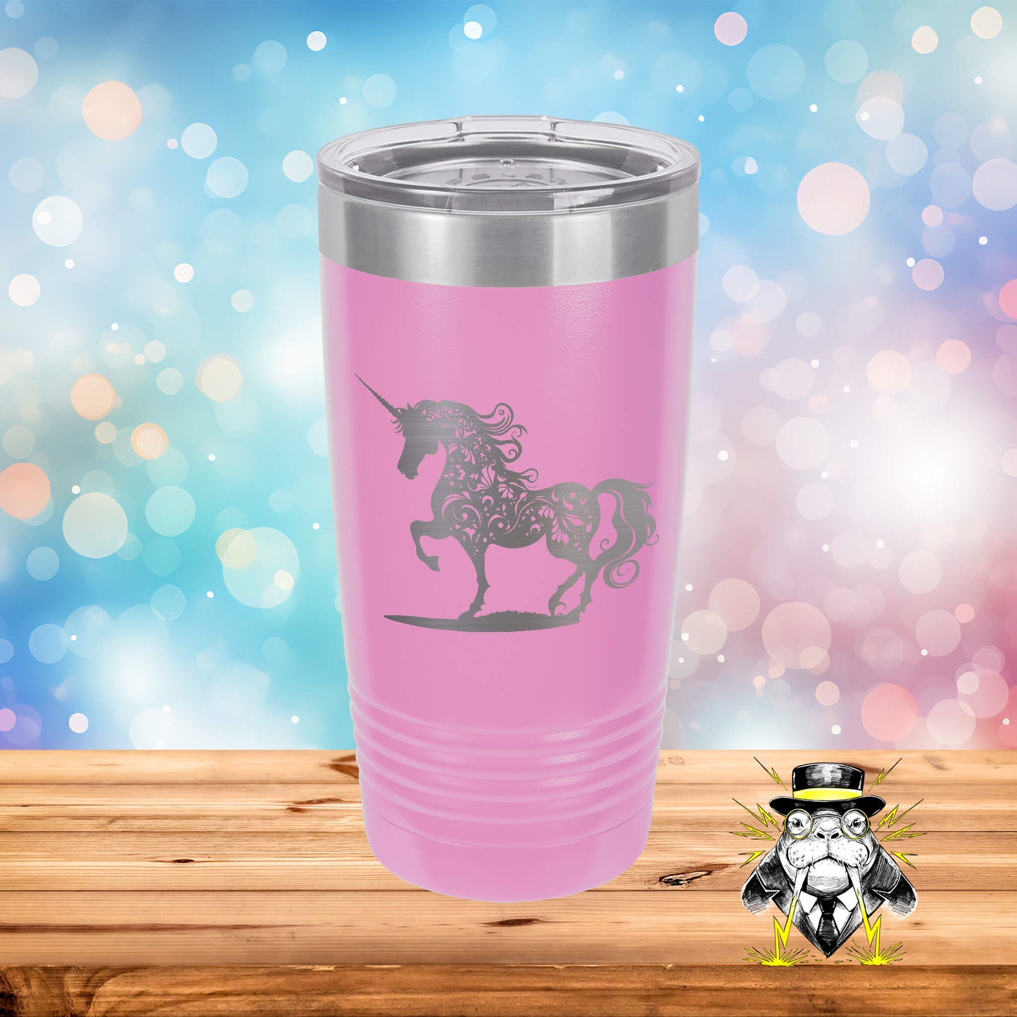 Abstract Unicorn Engraved Tumbler