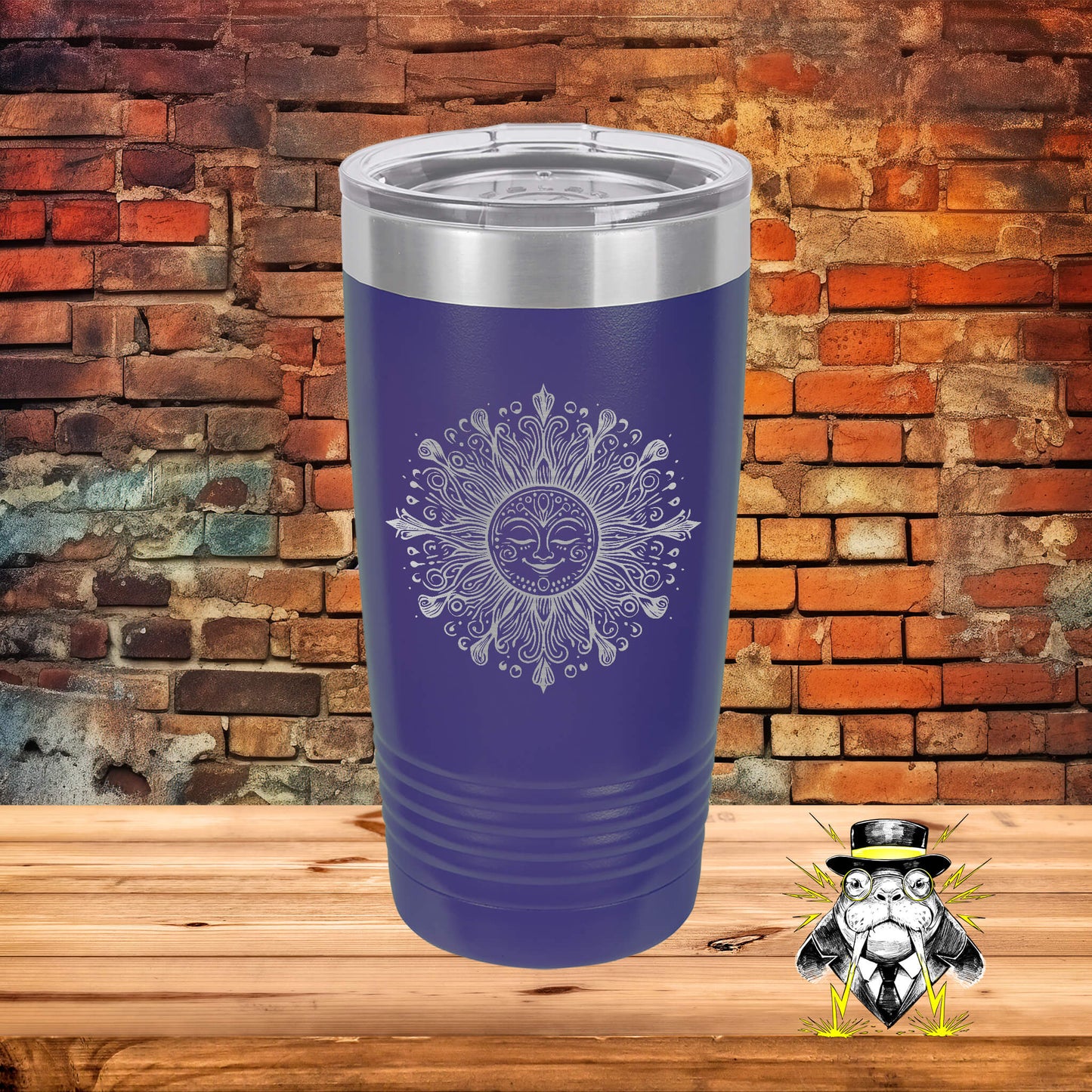 Decorative Sun Engraved Tumbler