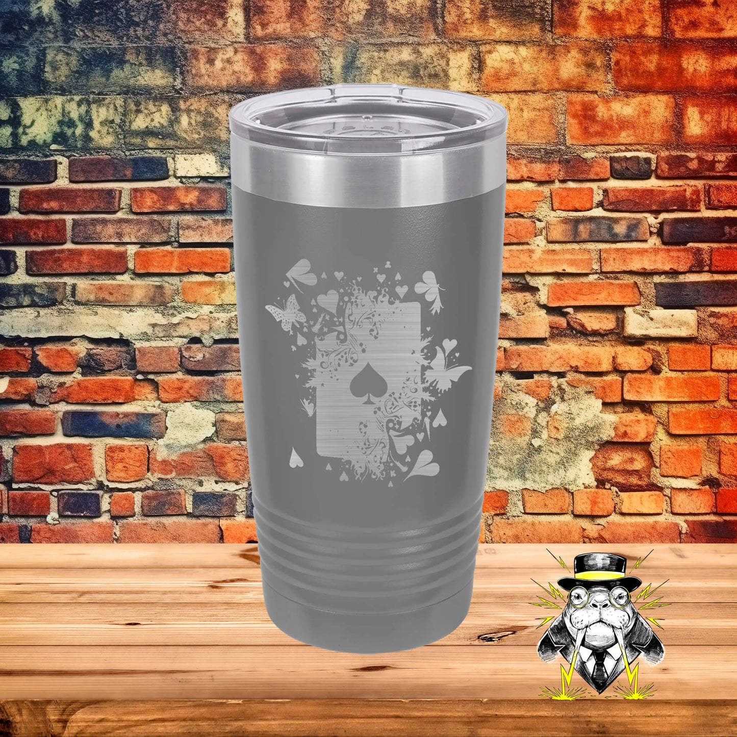 Abstract Playing Card Engraved Tumbler