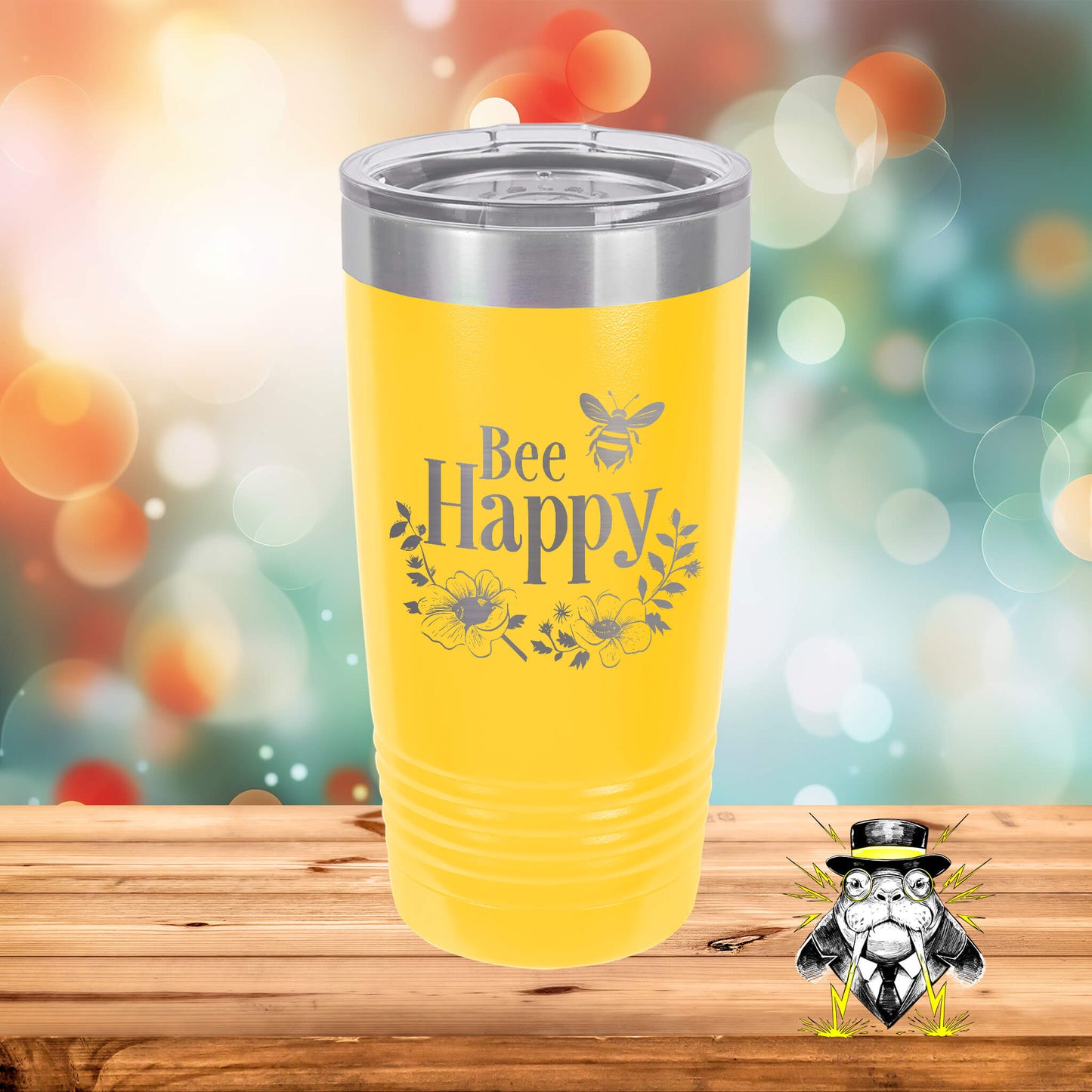 Bee Happy Engraved Tumbler