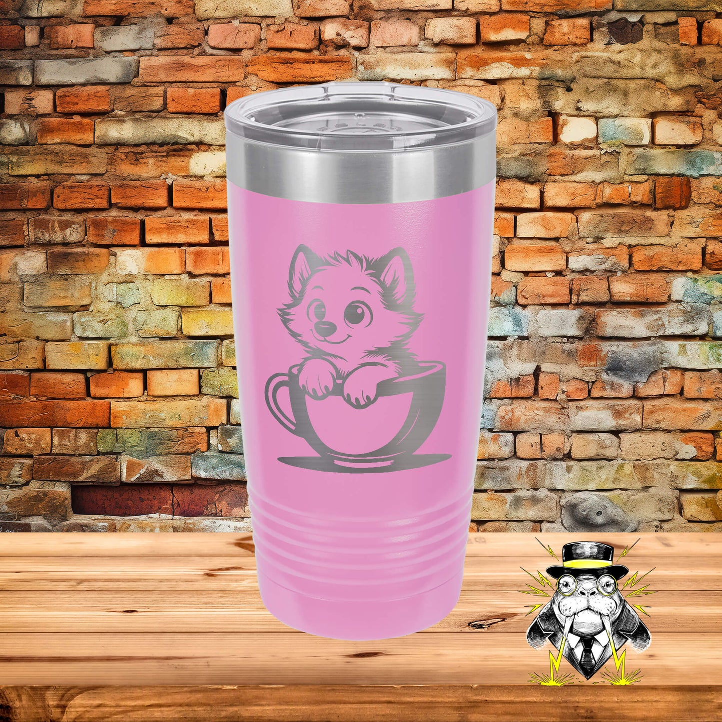 Cozy Teacup Wolf Engraved Tumbler