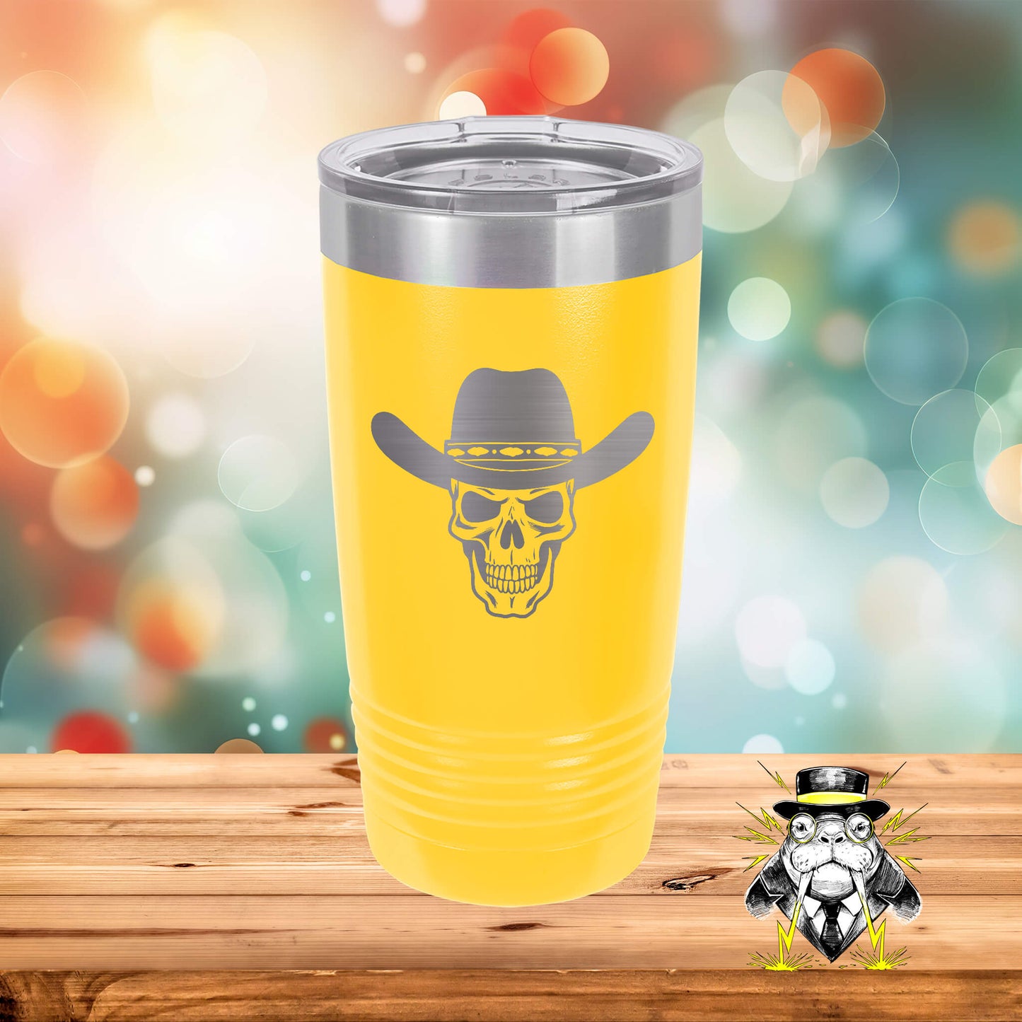 Cowboy Skull Engraved Tumbler