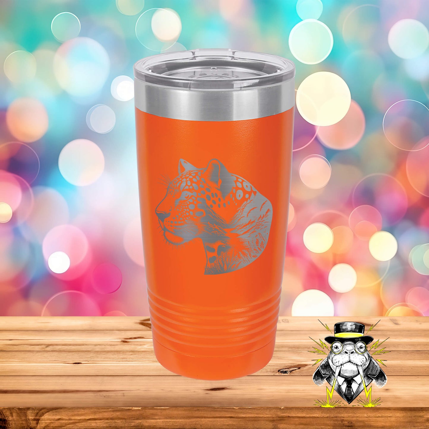 Cheetah with Scene Engraved Tumbler
