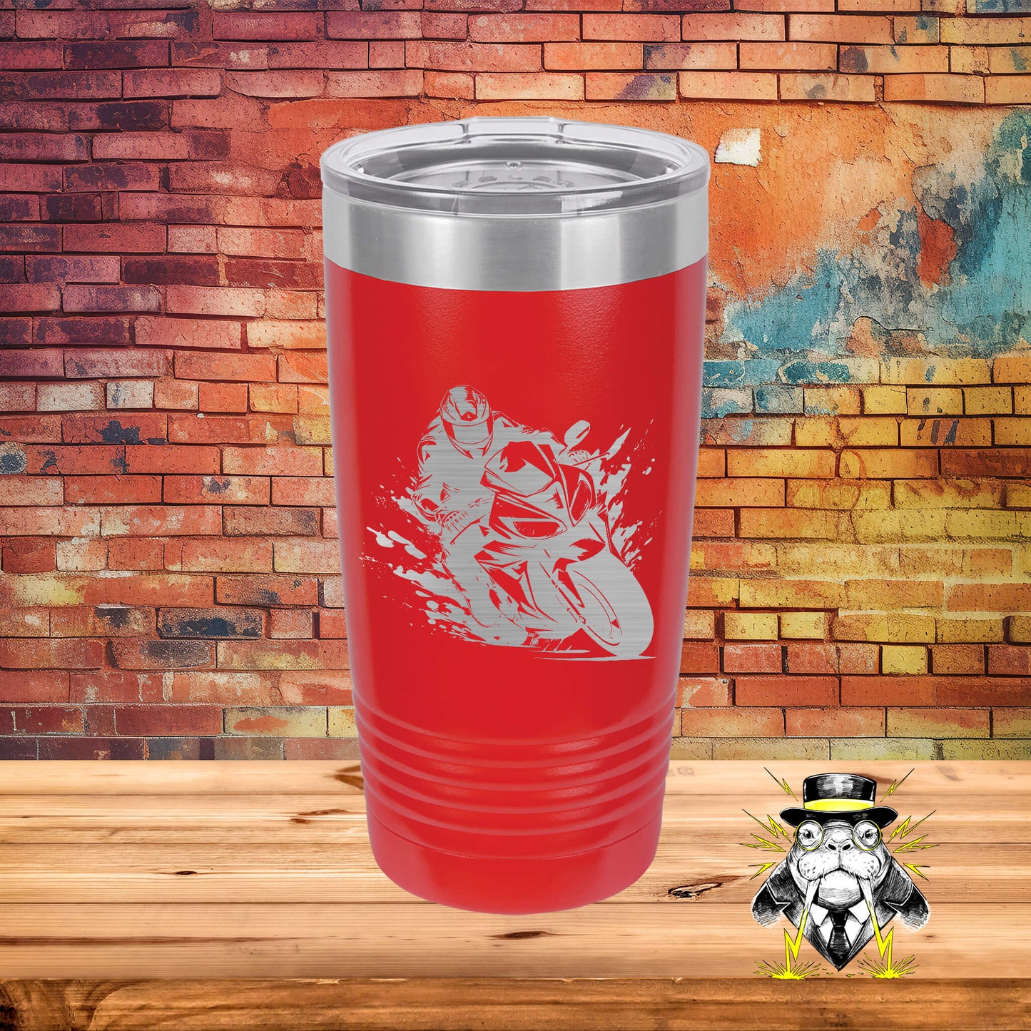 Motorcycle Rider Engraved Tumbler