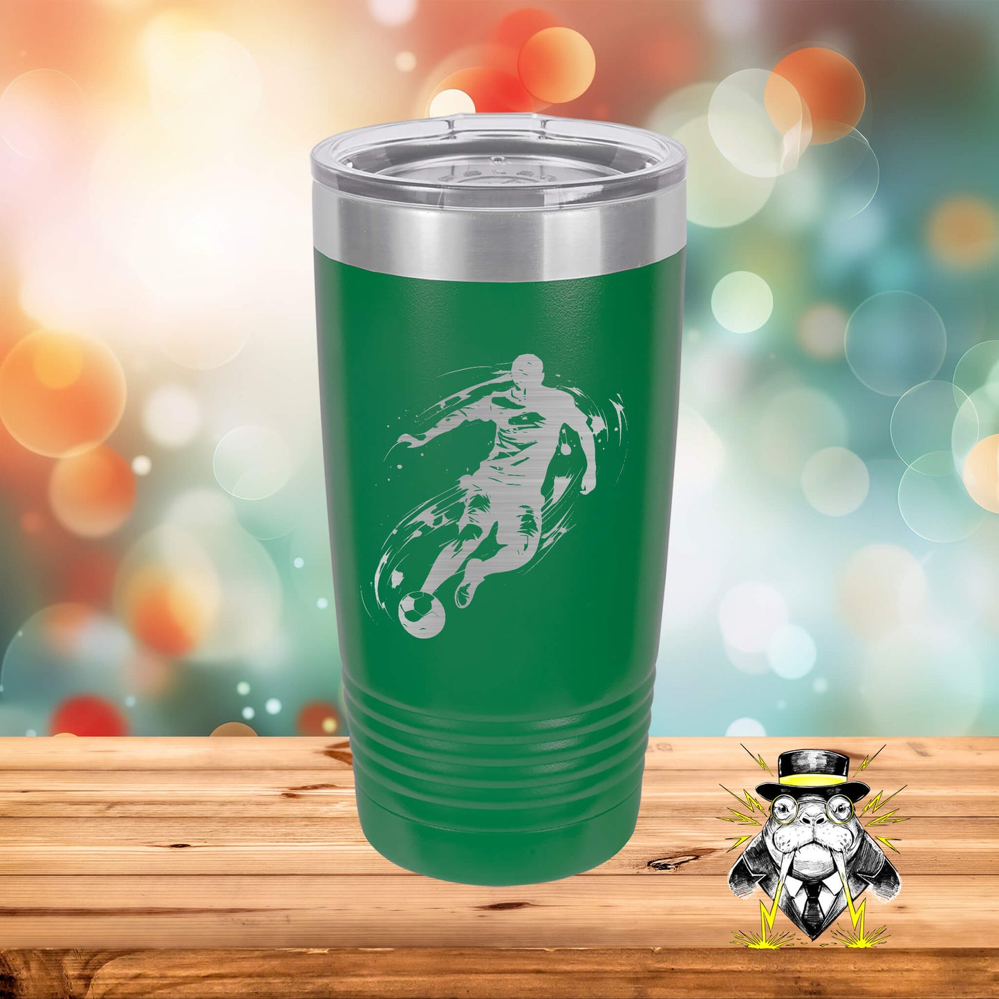Abstract Soccer Player Engraved Tumbler