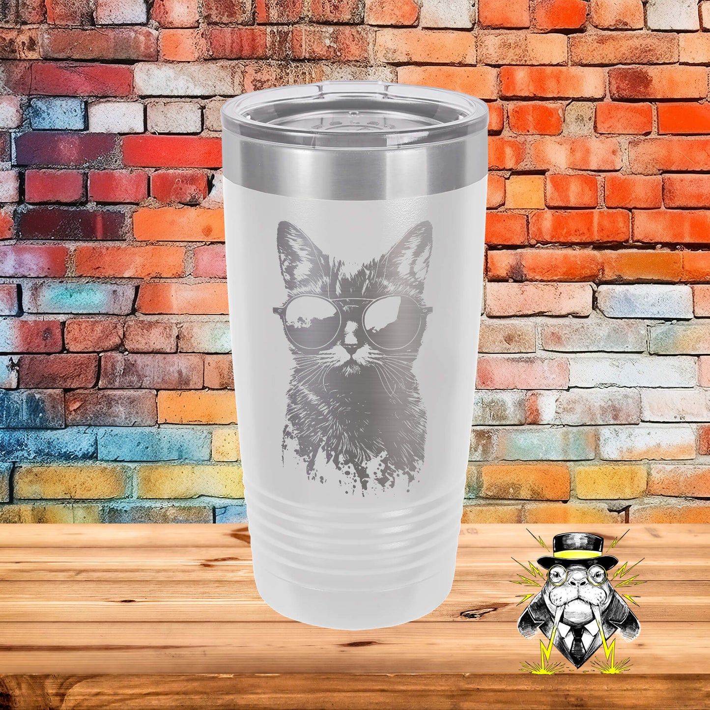 Cat Wearing Sunglasses Engraved Tumbler