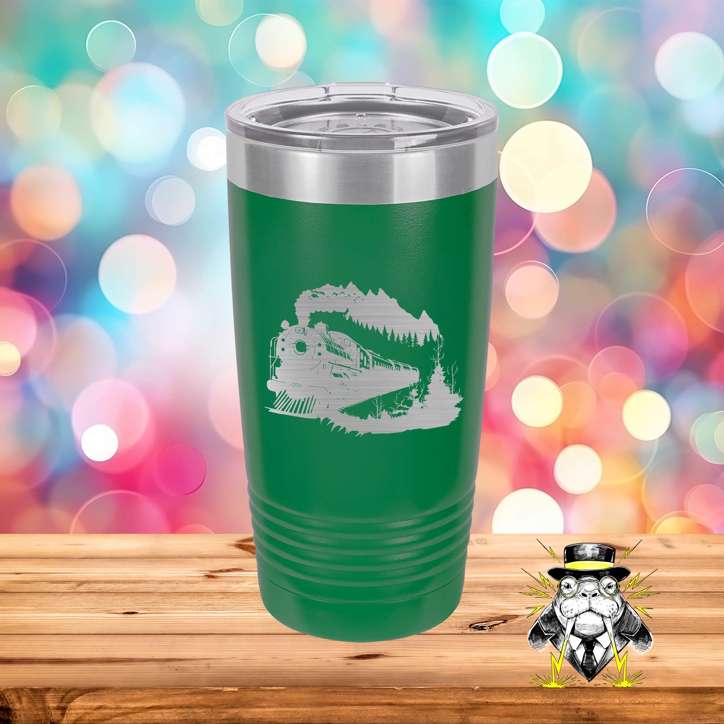 Train on Mountain Engraved Tumbler