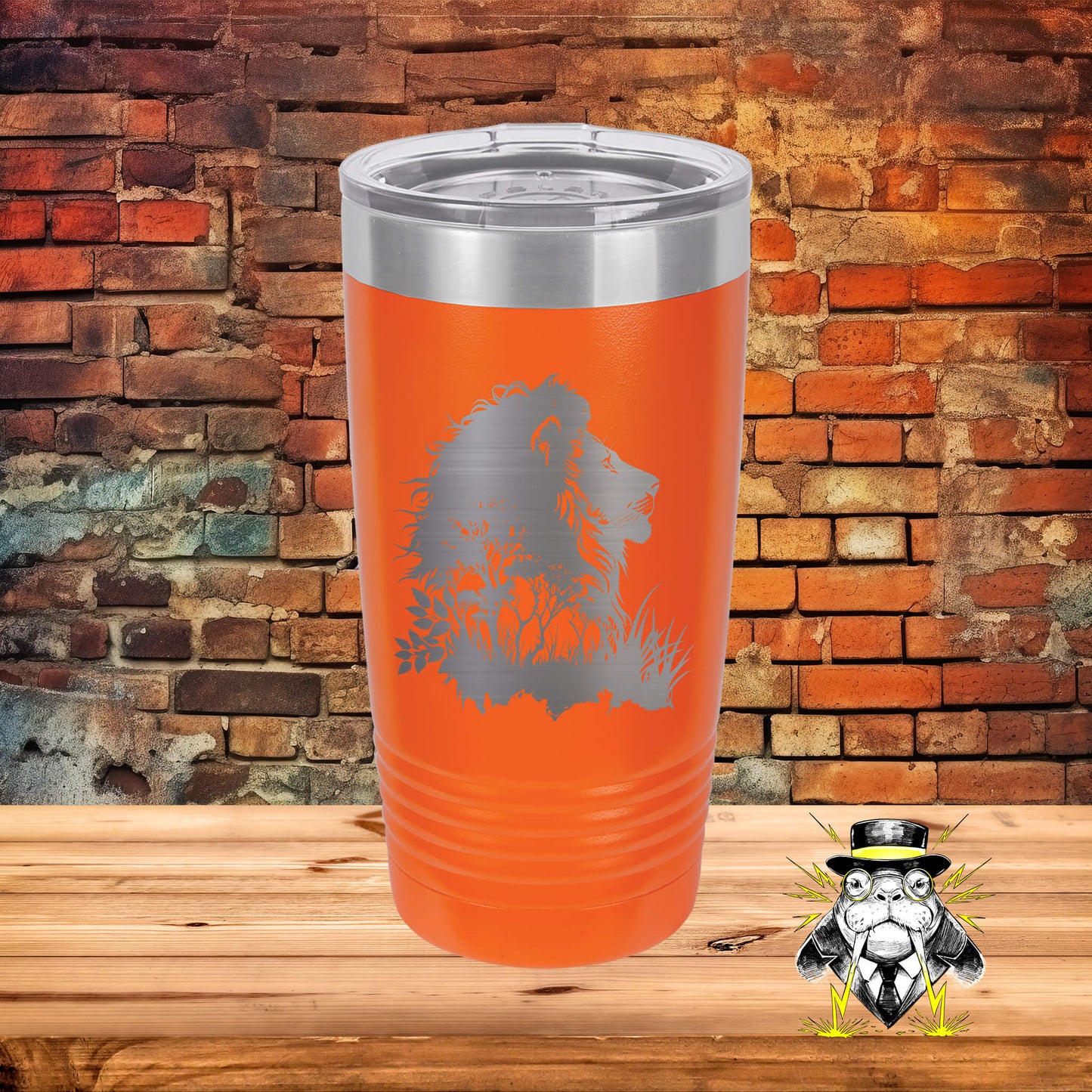 Majestic Lion Scene Engraved Tumbler