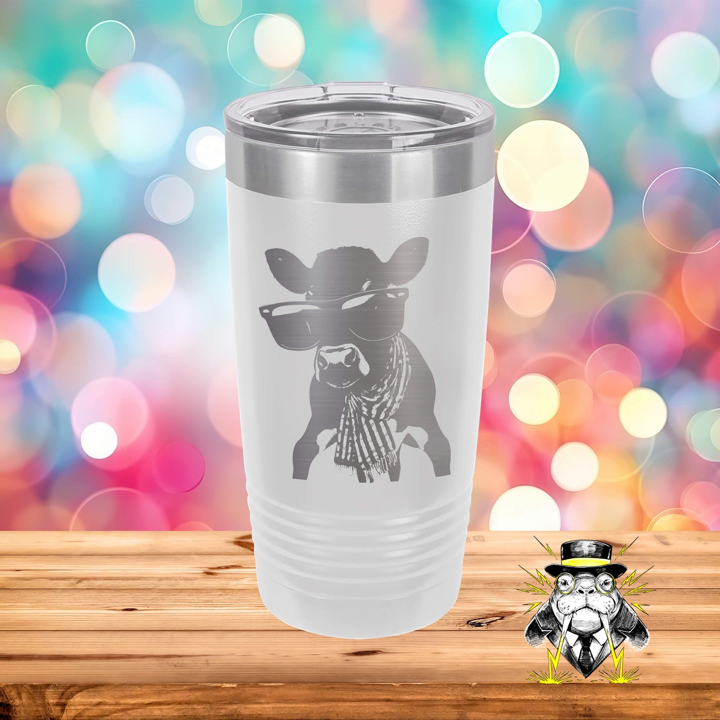 Cow Wearing a Banana and Sunglasses Engraved Tumbler