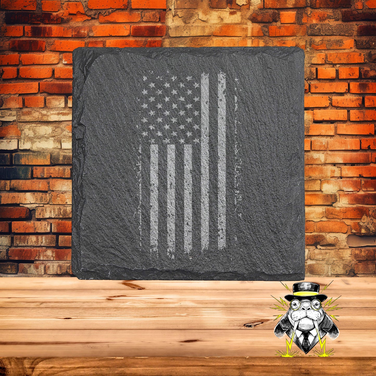 Grunge American Flag Set of 4 Engraved Coasters