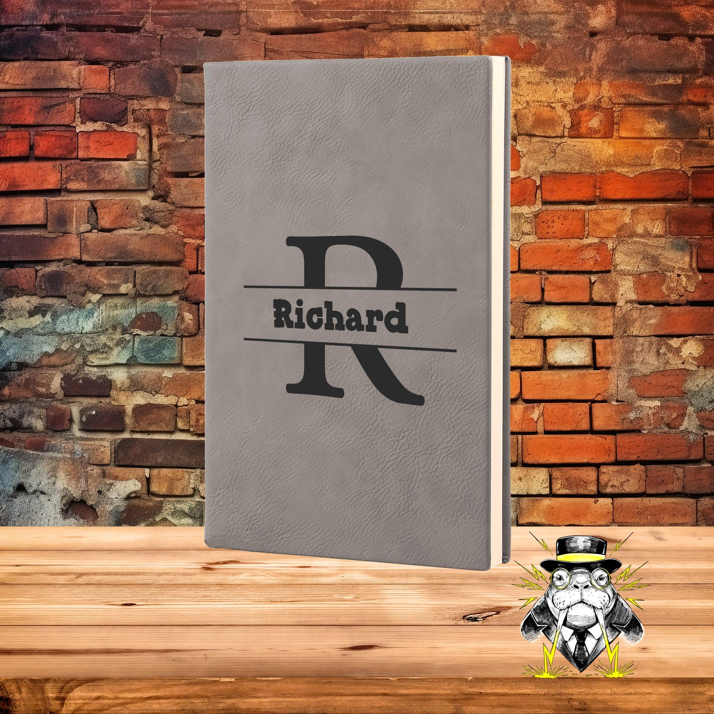 Basic Family Monogram Engraved Leatherette Journal