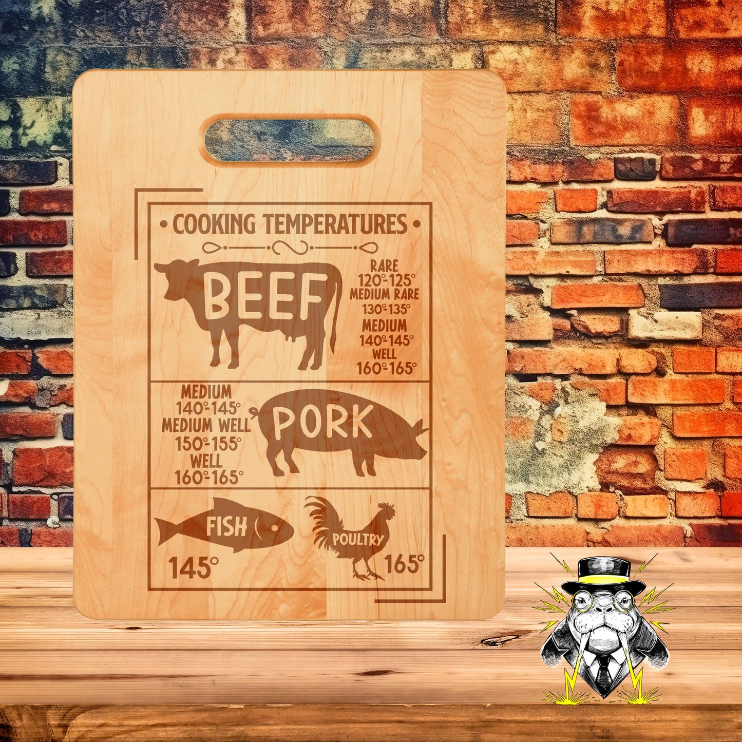 Cooking Temperatures Engraved Cutting Board