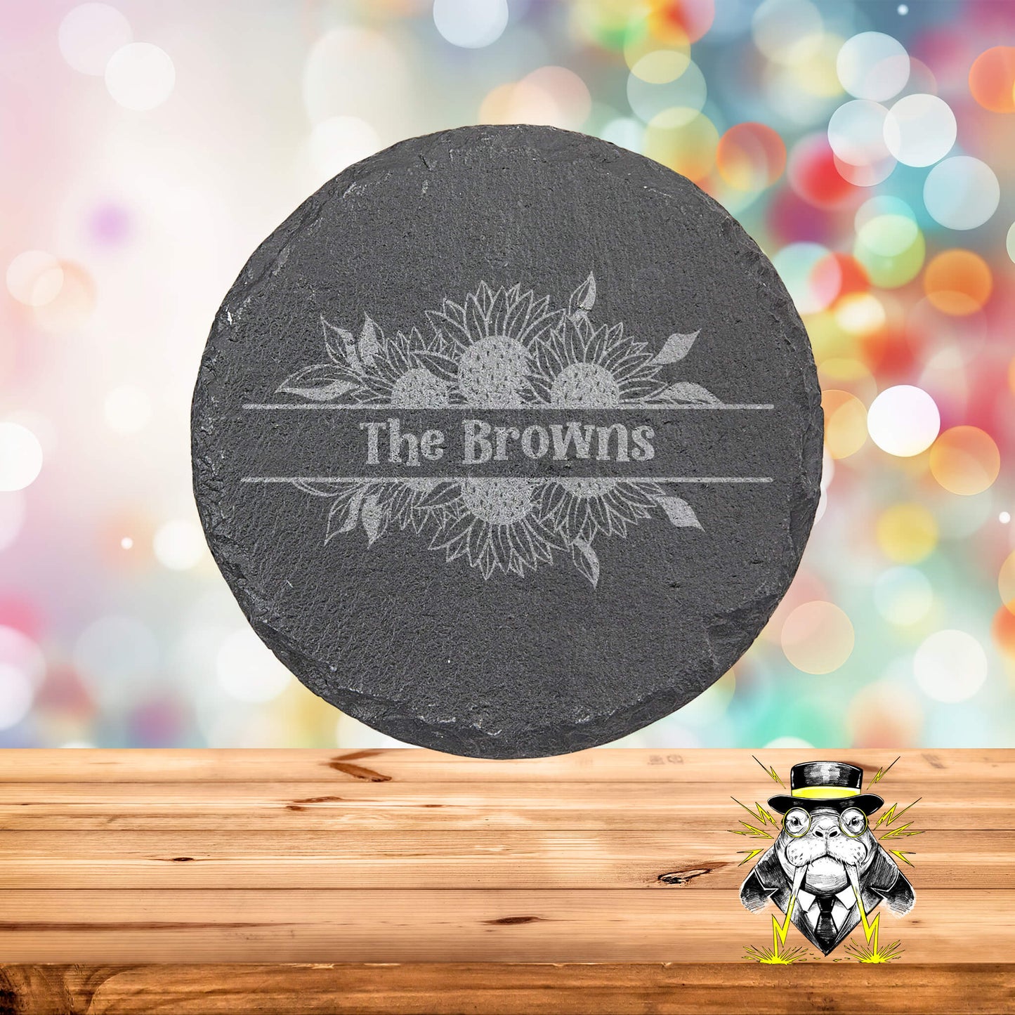 Sunflower Split Frame Set of 4 Engraved Coasters
