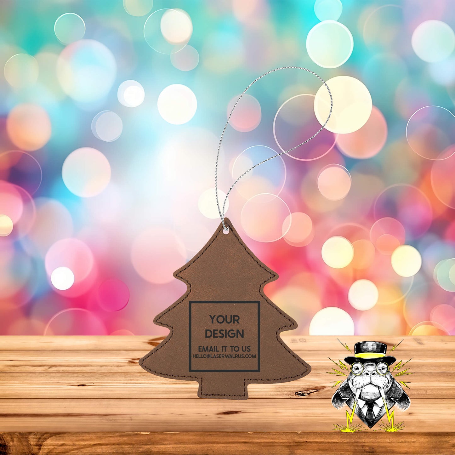 Custom Design Engraved Leatherette Ornaments