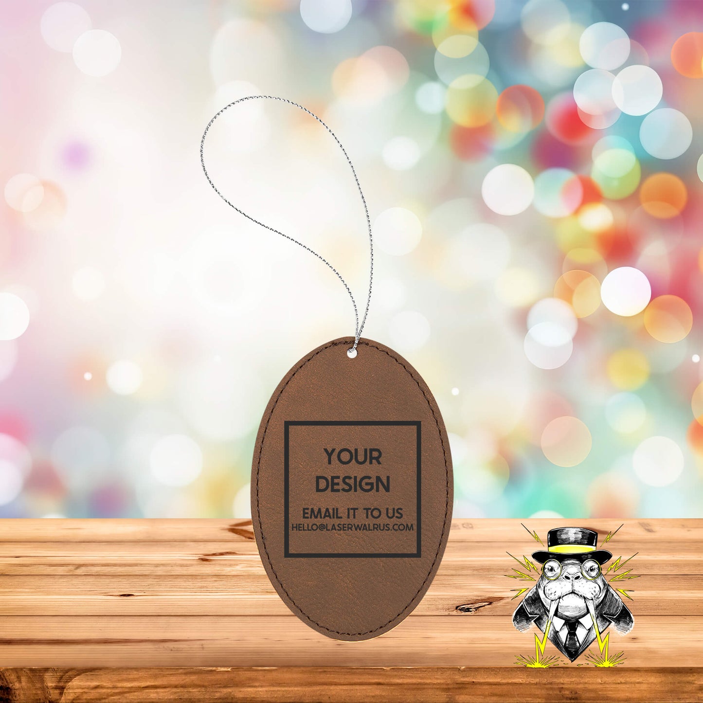 Custom Design Engraved Leatherette Ornaments - Case of 25