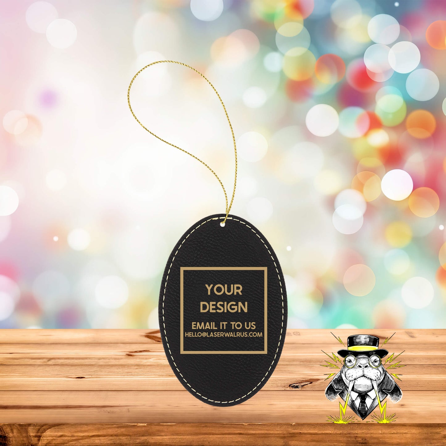 Custom Design Engraved Leatherette Ornaments - Case of 25