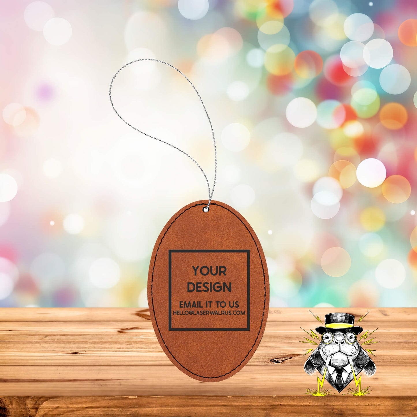 Custom Design Engraved Leatherette Ornaments - Case of 25
