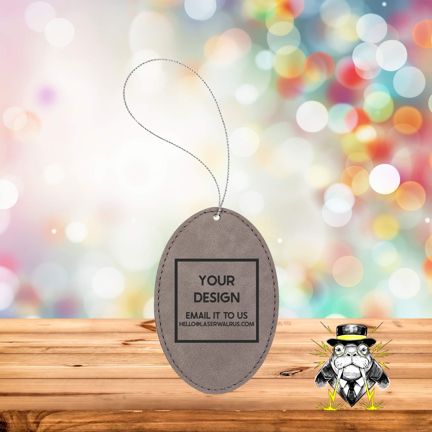Custom Design Engraved Leatherette Ornaments - Case of 25