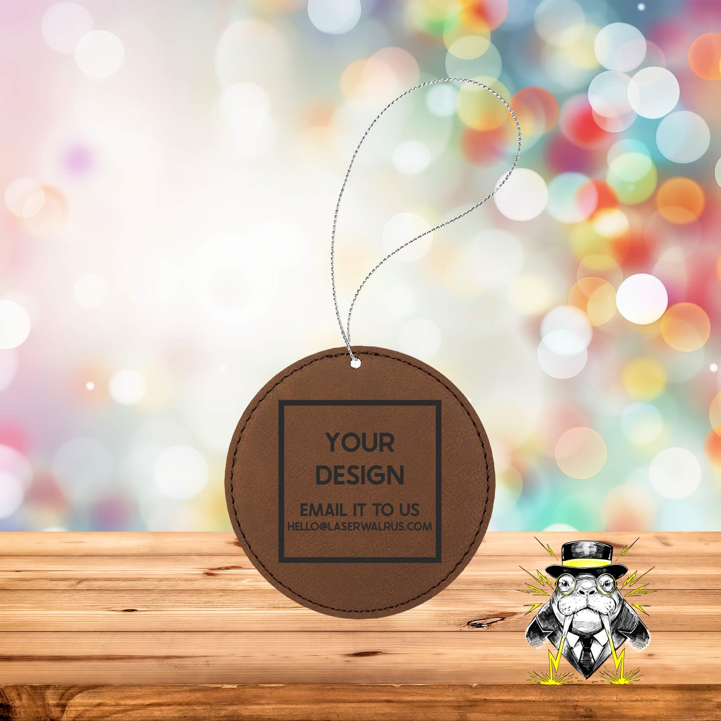 Custom Design Engraved Leatherette Ornaments - Case of 25