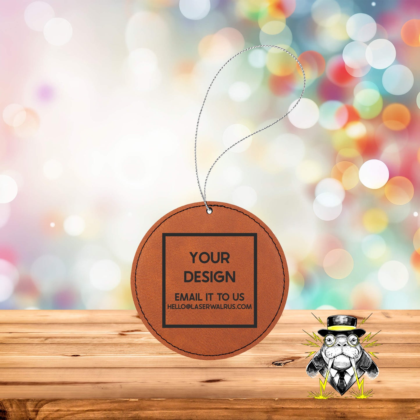 Custom Design Engraved Leatherette Ornaments - Case of 25