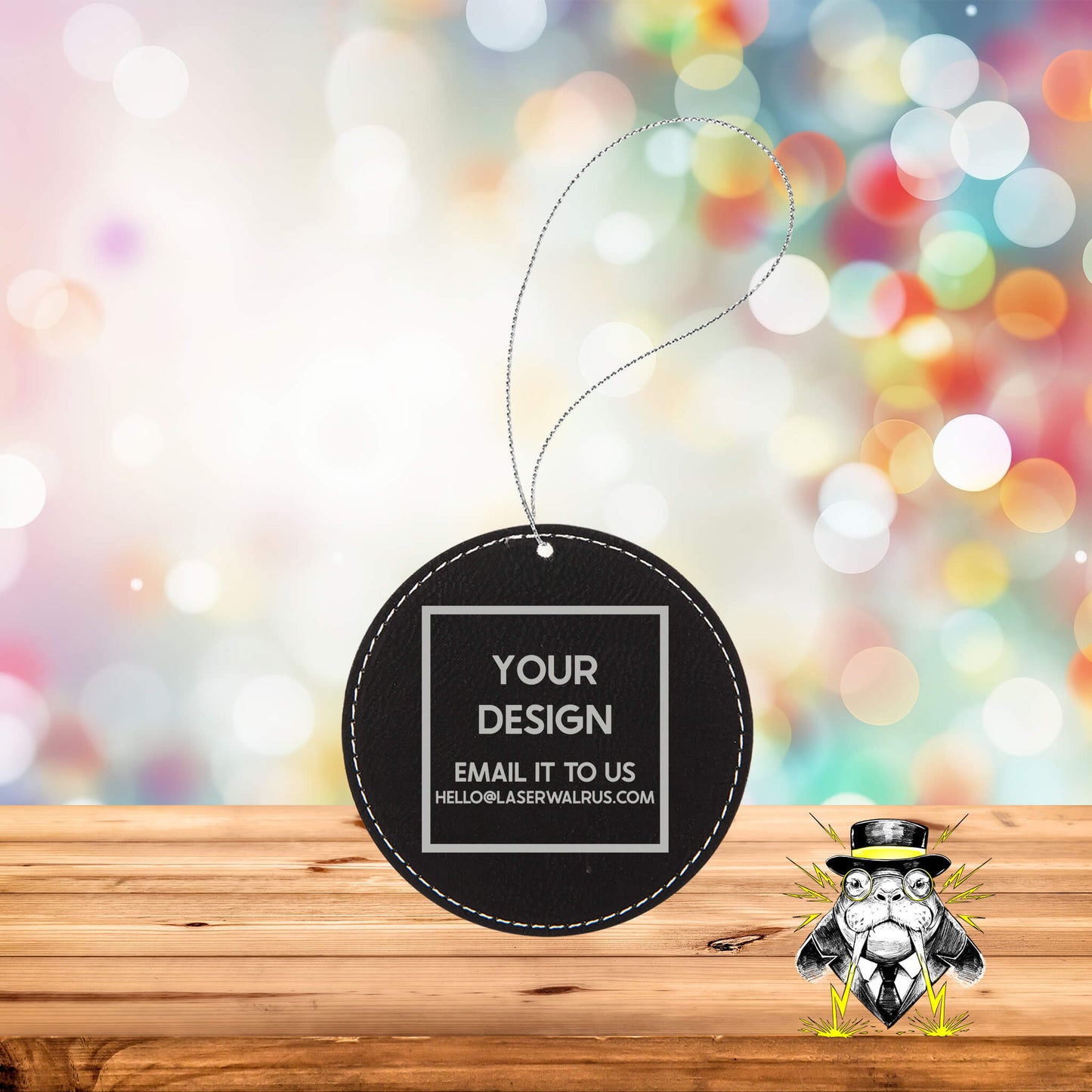 Custom Design Engraved Leatherette Ornaments - Case of 25