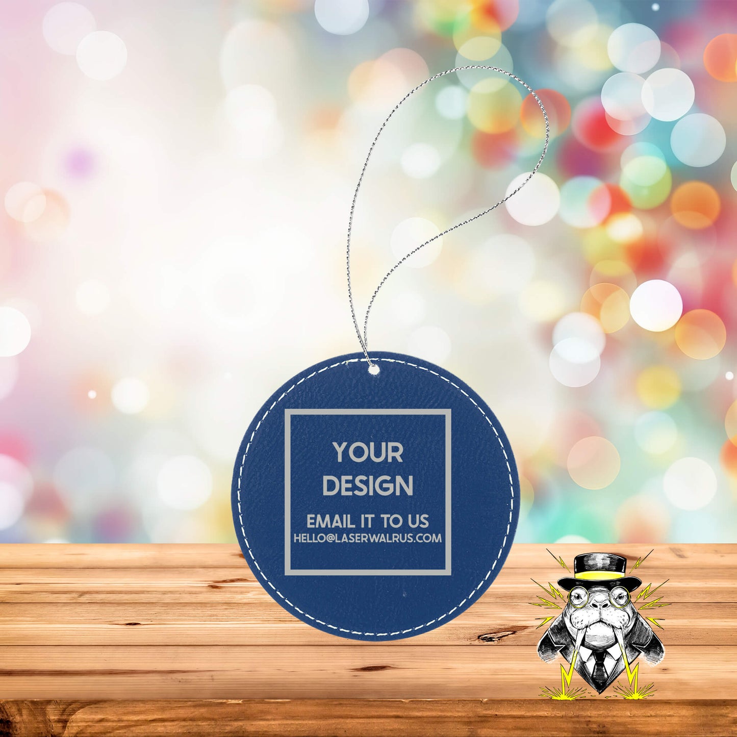Custom Design Engraved Leatherette Ornaments - Case of 25