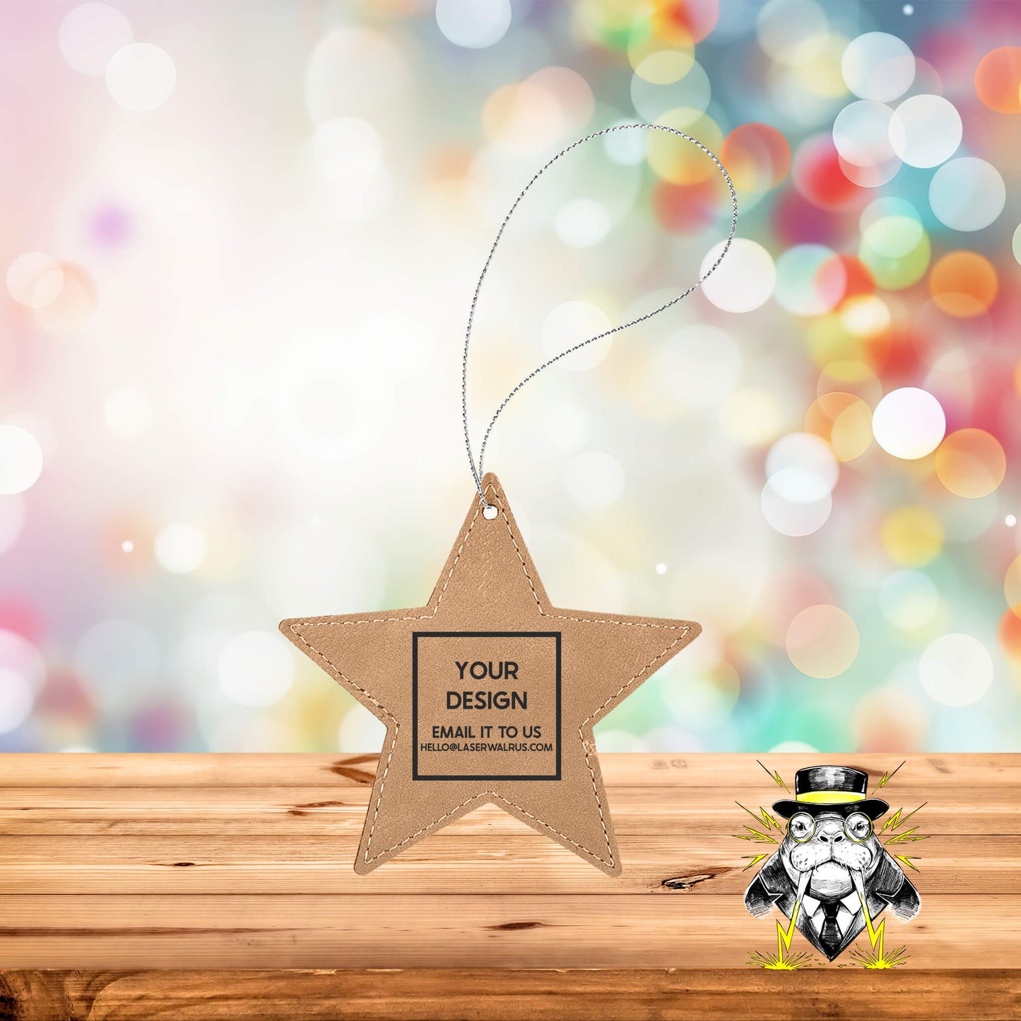 Custom Design Engraved Leatherette Ornaments - Case of 25